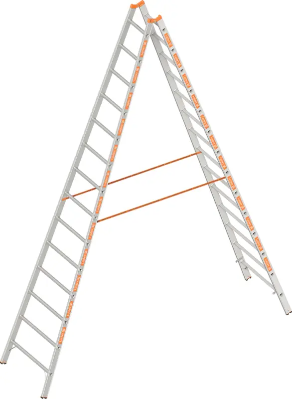 Billig Layher Stehleiter Alu 2x14 Sprossen