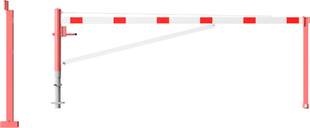 Top-Angebot Schake Drehschranke mit Auflagestütze - Schrankenbaum 100 x 50 mm OED weiß rot - 4000 mm