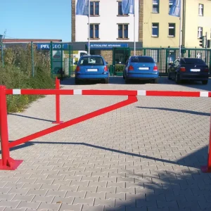 Direktkauf Schake Drehschranke mit 2 Auflagestützen - Schrankenbaum 60 x 40 mm ODV rot weiß - 3500 mm
