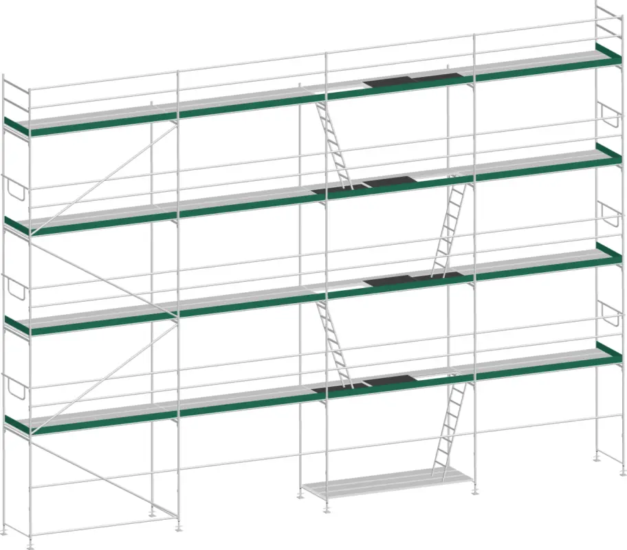 Abverkauf MJ Gerüst UNI 70 Aluminium mit Aluboden 122 m² - 12,00 x 10,20 m