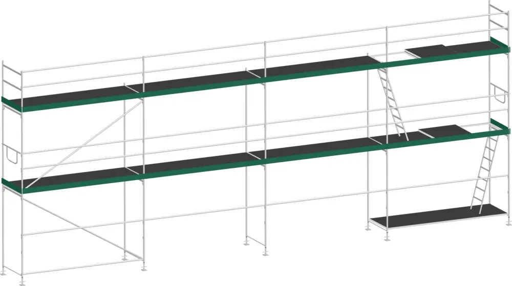 MJ Gerüst UNI 70 Stahl mit Holzboden 62 m² - 10,00 x 6,20 m Finale Aktion