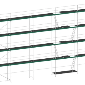 Schnäppchen MJ Gerüst UNI 70 Stahl mit Holzboden 128 m² - 12,50 x 10,20 m