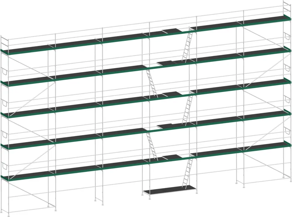 Saisonangebot MJ Gerüst UNI 70 Stahl mit Holzboden 183 m² - 15,00 x 12,20 m