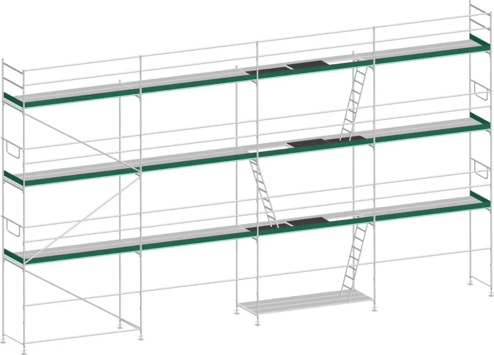 MJ Gerüst UNI 70 Stahl mit Stahlboden 98 m² - 12,00 x 8,20 m Preisknaller