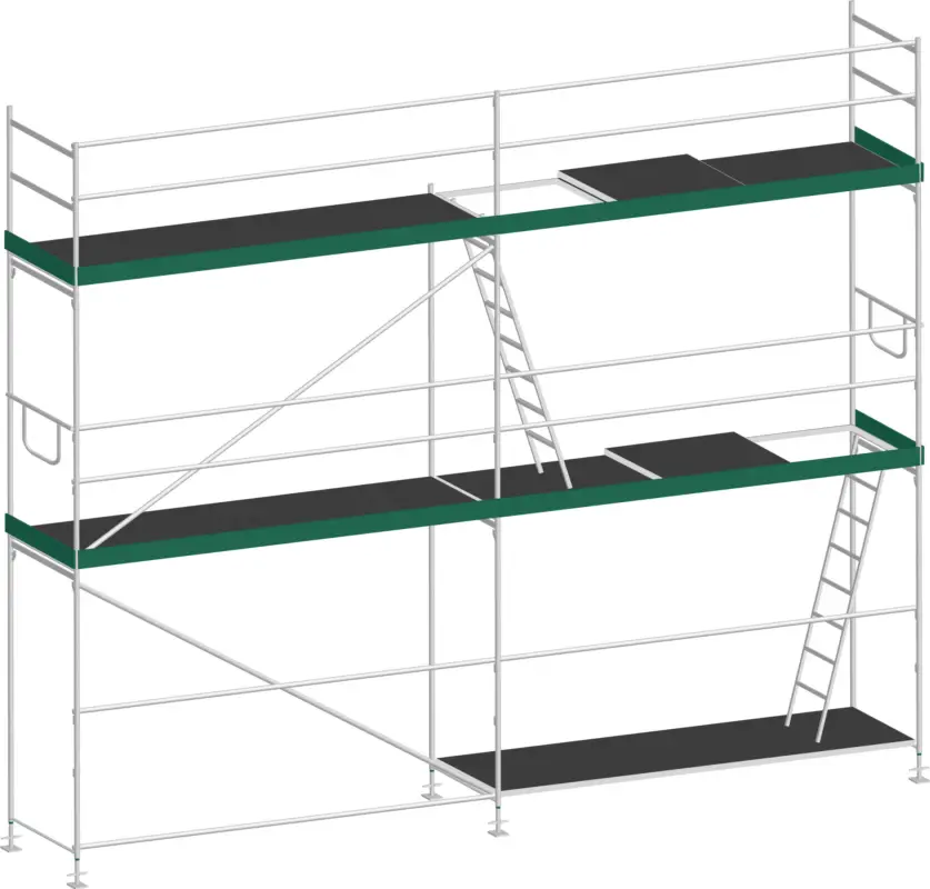 Knallerangebot MJ Gerüst UNI 70 Stahl mit Holzboden 37 m² - 6,00 x 6,20 m