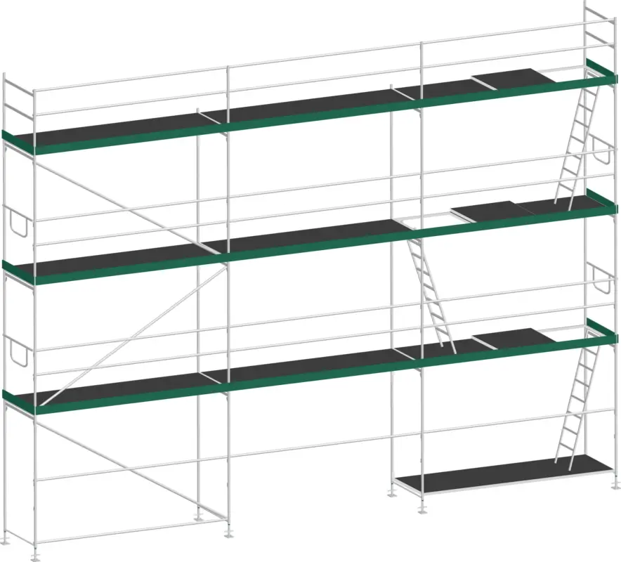 MJ Gerüst UNI 70 Stahl mit Holzboden 73 m² - 9,00 x 8,20 m Nur Heute