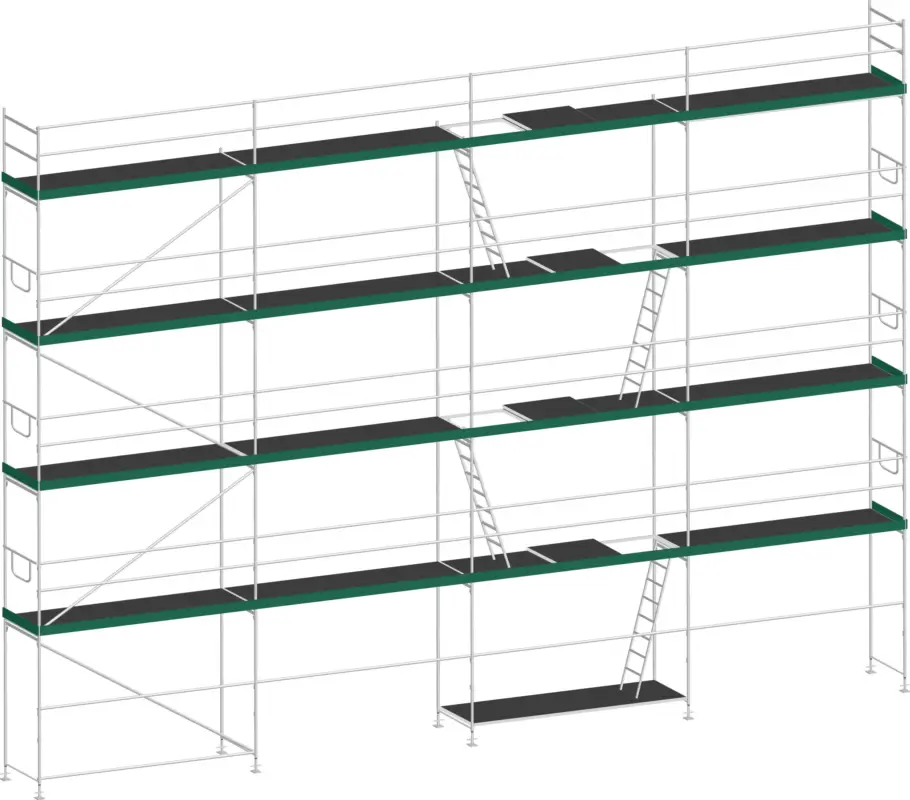 Bestseller MJ Gerüst UNI 70 Stahl mit Holzboden 122 m² - 12,00 x 10,20 m