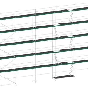 MJ Gerüst UNI 70 Stahl mit Holzboden 183 m² - 15,00 x 12,20 m Super-Preis