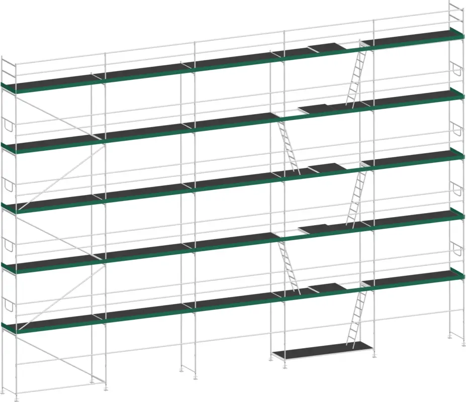 MJ Gerüst UNI 70 Stahl mit Holzboden 183 m² - 15,00 x 12,20 m Super-Preis