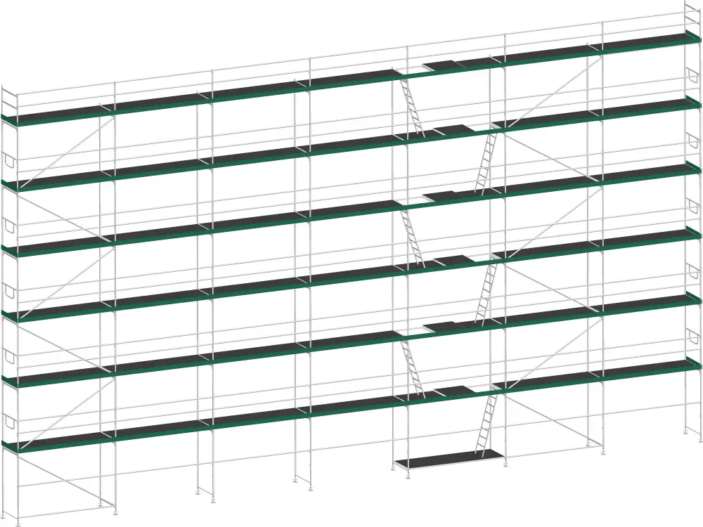 Aktuell MJ Gerüst UNI 70 Stahl mit Holzboden 298 m² - 21,00 x 14,20 m