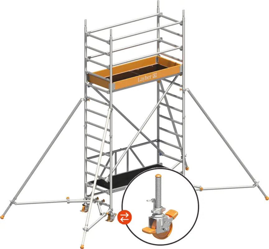 Knallerangebot Rollgerüst Layher Zifa P2 hawego 1406233 mit Stützen - Arbeitshöhe 4,66 m