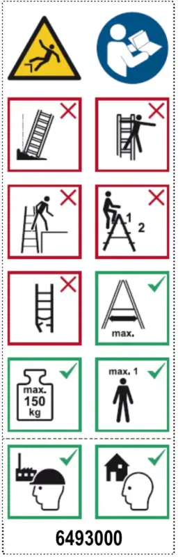 Echt Layher Piktogrammetiketten für Holzstehleitern
