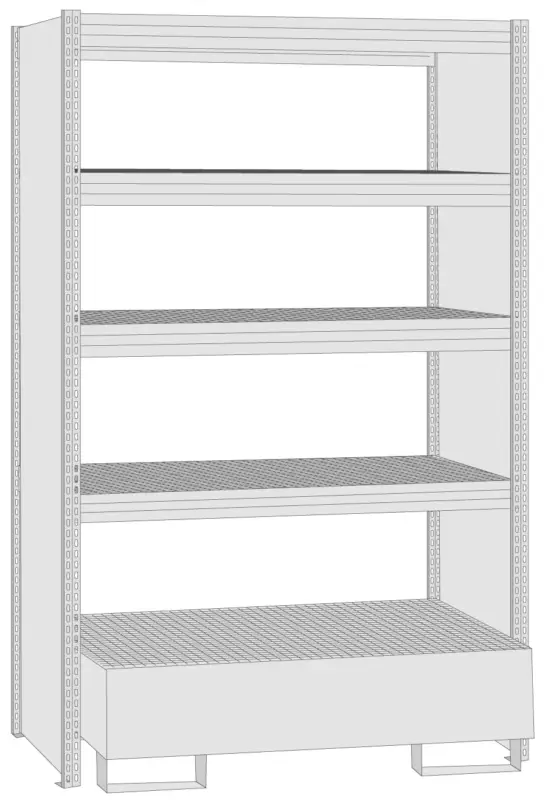 Expressversand Regalwerk BERT Umweltregal SW Gitterrost Auffangwanne Grundregal 2500 x 1285 x 600 mm