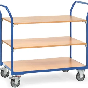 Begrenztes Angebot Fetra Tischwagen leicht mit drei Holzplattformen 1000 x 600 mm
