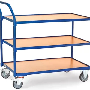 Abverkauf Fetra Tischwagen SH leicht mit drei Holzplattformen 1000 x 600 mm
