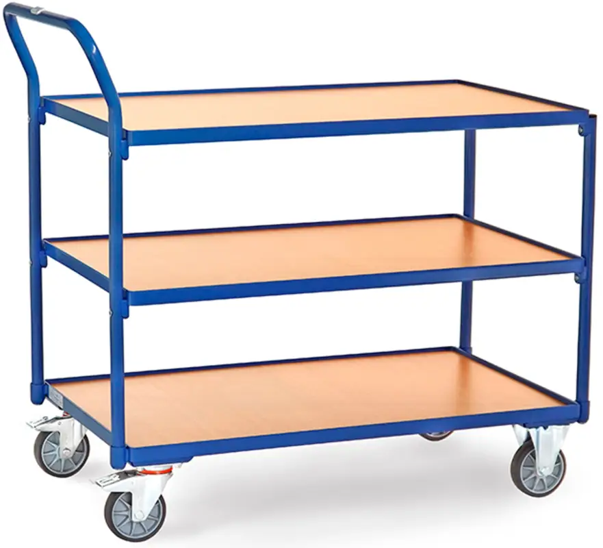 Abverkauf Fetra Tischwagen SH leicht mit drei Holzplattformen 1000 x 600 mm