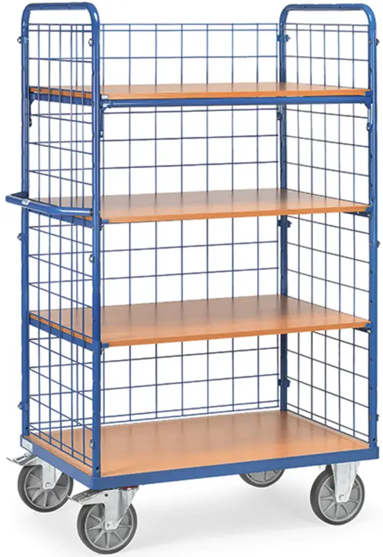 Fetra Dreiwand-Etagenwagen DG mit vier Böden 1000 x 600 mm Knallerangebot