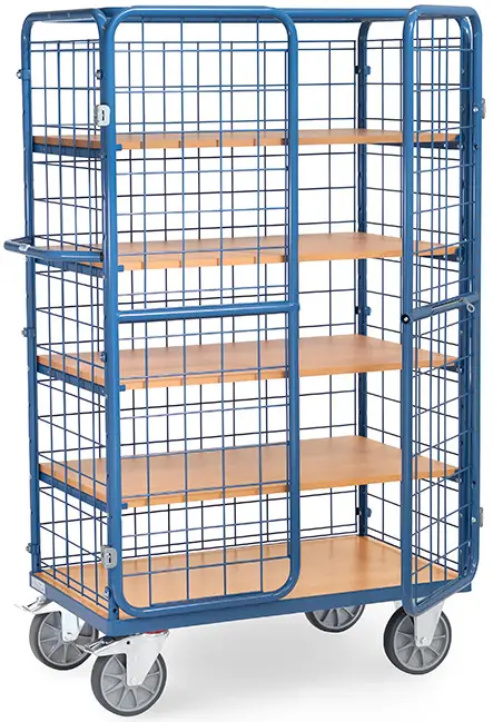 Zertifiziert Fetra Vierwand-Etagenwagen DG mit fünf Böden 1000 x 600 mm