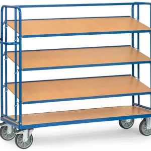 Fetra Etagenwagen mit vier verstellbaren Holzböden 1250 x 610 mm Markenprodukt