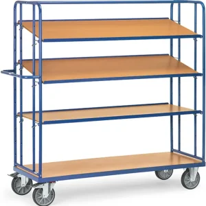 Fetra Etagenwagen hoch mit vier verstellbaren Holzböden 1650 x 610 mm Schnäppchen