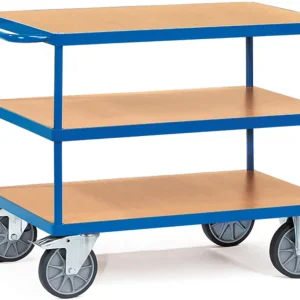 Preisknaller Fetra Tischwagen schwer mit drei Holzplattformen 1000 x 700 mm