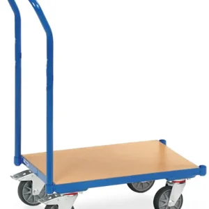 Preisknaller Fetra Eurokastenroller mit Schiebebügel und Holzplattform 605 x 405 mm