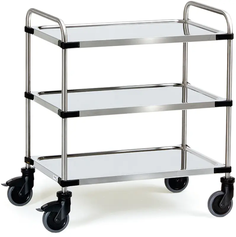 Fetra Edelstahlwagen mit drei Plattformen 800 x 500 mm Neu