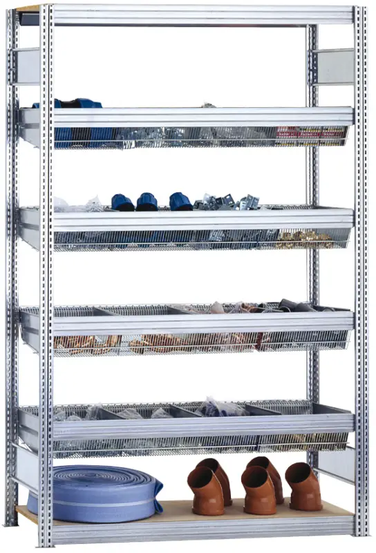 Regalwerk BERT Kleinteileregal mit Gitterwannen Anbaufeld 2000 x 875 x 400 mm Jetzt Kaufen
