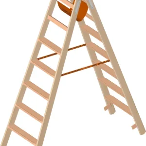 Begrenztes Angebot Layher Stehleiter Holz 2 x 7 Stufen