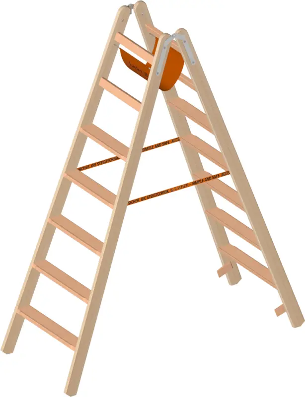 Begrenztes Angebot Layher Stehleiter Holz 2 x 7 Stufen