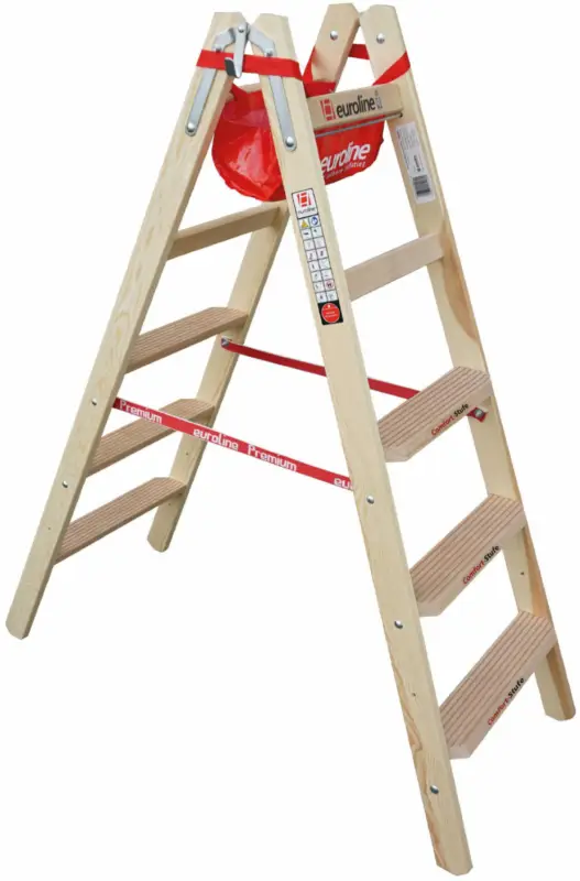 euroline Comfort-Stufenstehleiter Holz 2x5 Expressversand
