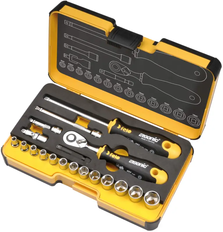 Felo Schraubendreher Werkzeugsatz R-GO 19-teilig ERGONIC 1 4 Zoll Garantierte Lieferung