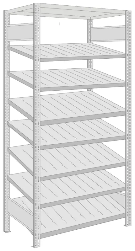 Bestseller Regalwerk BERT Kanban-Regal einseitig Grundfeld 2000 x 1005 x 600 mm