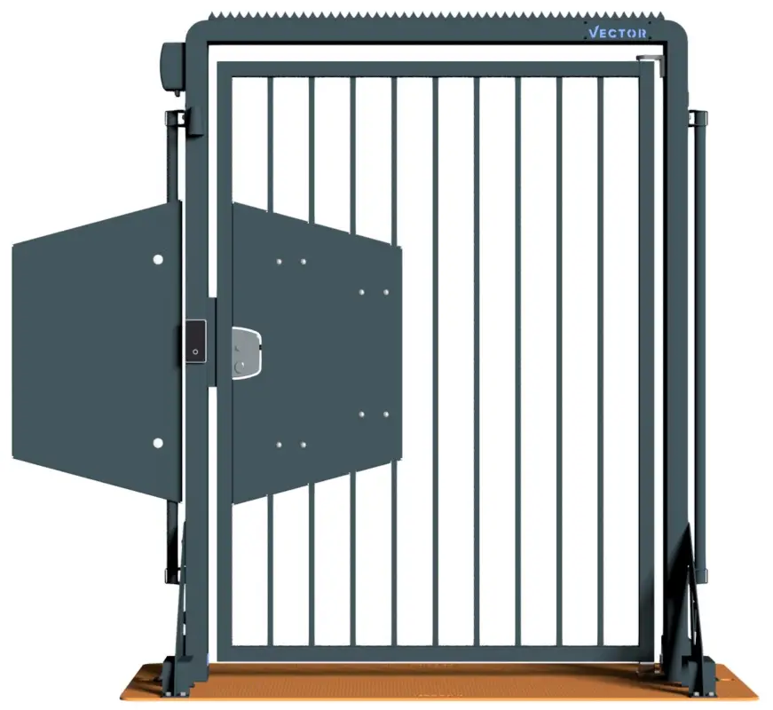 Schake Vector V-Door-Steelplate tiefschwarz - Knauf - lokale einseitige Zutrittskontrolle - Bauzaunmodul Top-Seller