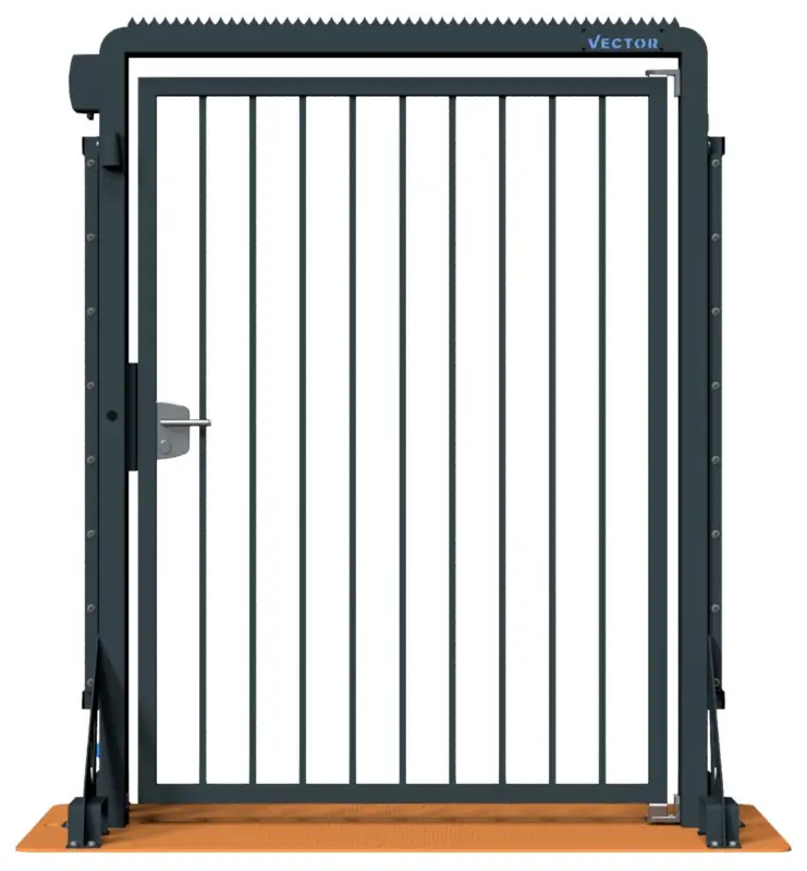 Markenprodukt Schake Vector V-Door-Steelplate tiefschwarz - Klinke - Doppelstabzaunmodul
