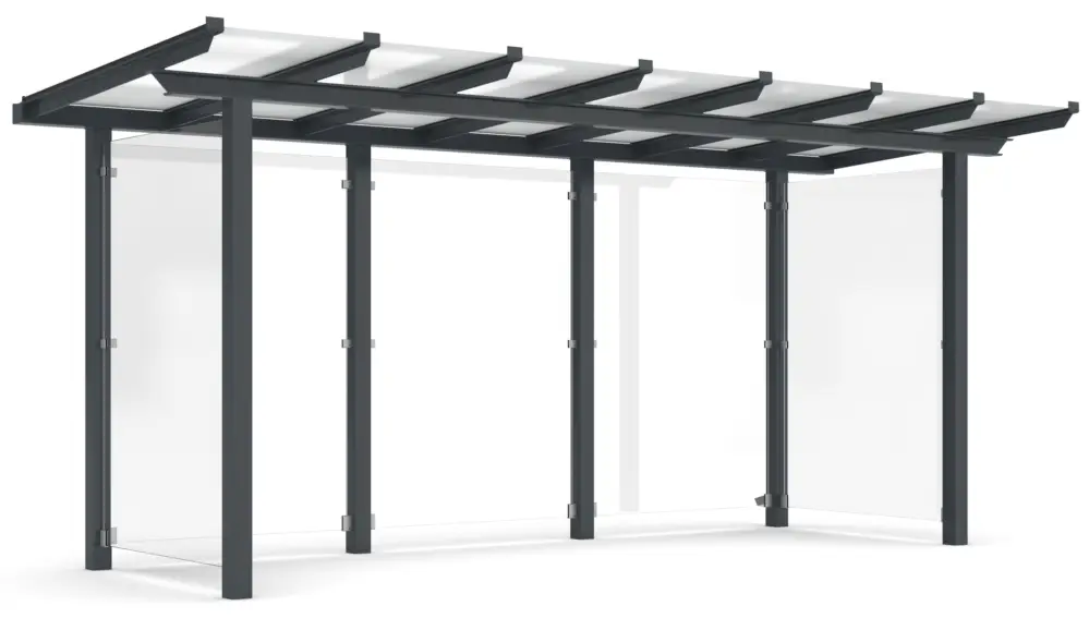 Neue Ware WSM Überdachung Passau einseitig - P13 UP Fertig montiert - RAL 7016