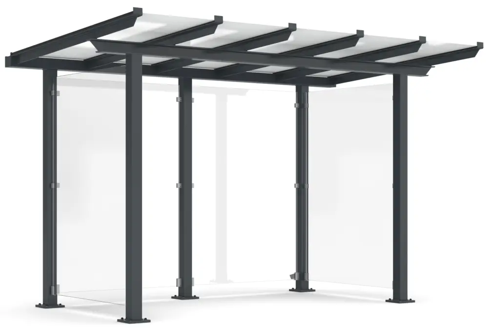 Sonderangebot WSM Überdachung Passau einseitig - P12B Fertig montiert - RAL 7016