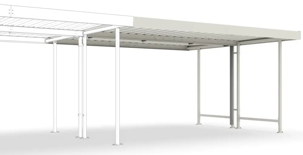 Neuheit WSM Überdachung Leipzig doppelseitig - L45 Anbaueinheit Bausatz - RAL 9002