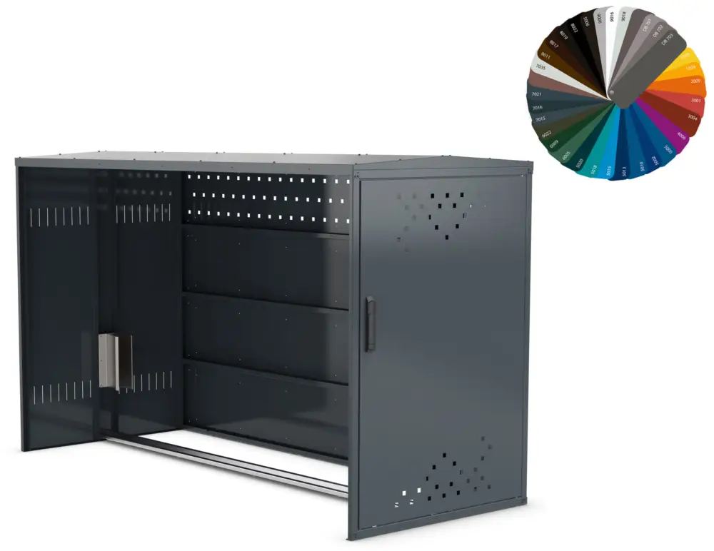 Neu WSM Fahrradgarage BikeBox 1 G - Anbaueinheit mit Seitenwand - RAL nach Wahl