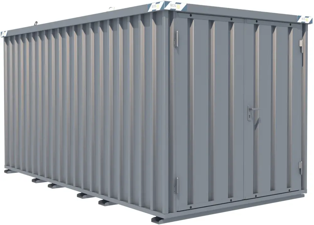 BOS Schnellbaucontainer 4100 x 2100 x 2100 mm - 2-flügelige Tür auf 2 m Seite Top-Angebot