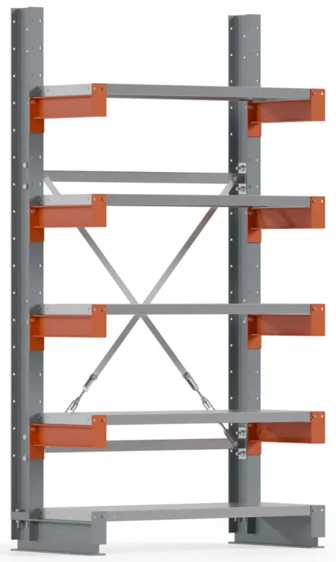 Top-Seller Regalwerk KARL BASIC 2600 Kragarmregal Stahlboden einseitig Grundfeld 2000 x 1000 x 400 mm