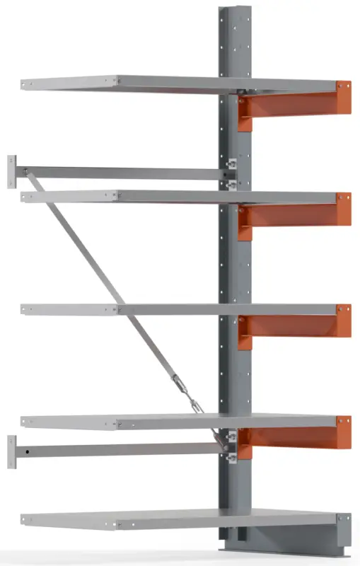 Regalwerk KARL BASIC 1800 Kragarmregal Stahlboden einseitig Anbaufeld 2000 x 1000 x 600 mm Garantierte Lieferung