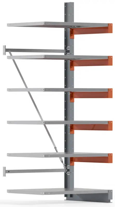 Neuheit Regalwerk KARL BASIC 1300 Kragarmregal Stahlboden einseitig Anbaufeld 2500 x 1000 x 800 mm