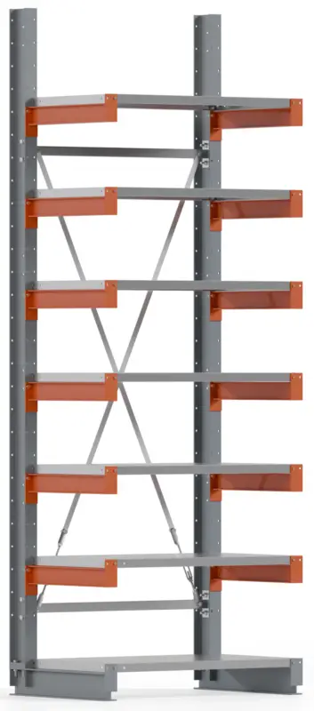 Regalwerk KARL BASIC 1550 Kragarmregal Stahlboden einseitig Grundfeld 3000 x 1000 x 600 mm Zertifiziert