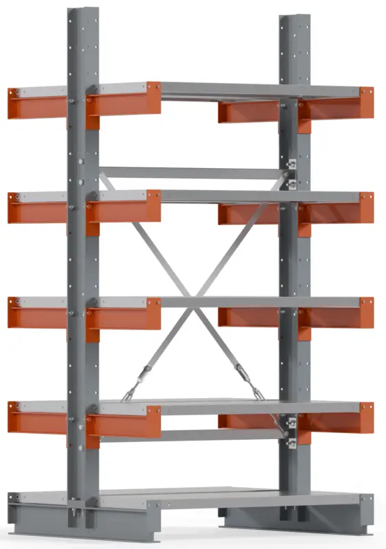 Bestseller Regalwerk KARL BASIC 2600 Kragarmregal Stahlboden doppelseitig Grundfeld 2000 x 1000 x 800 mm