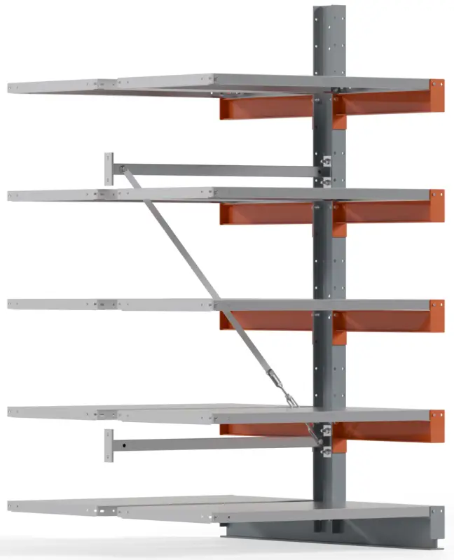 Echt Regalwerk KARL BASIC 1800 Kragarmregal Stahlboden doppelseitig Anbaufeld 2000 x 1000 x 1200 mm