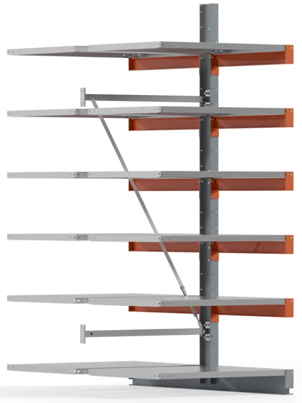 Echt Regalwerk KARL BASIC 1300 Kragarmregal Stahlboden doppelseitig Anbaufeld 2500 x 1000 x 1600 mm