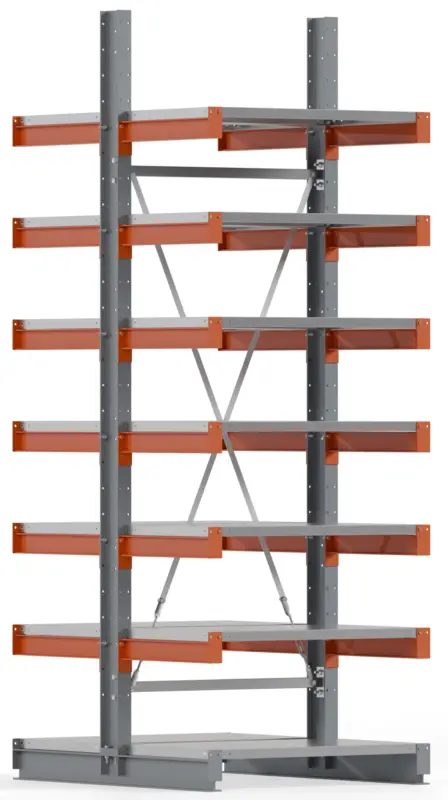 Regalwerk KARL BASIC 1550 Kragarmregal Stahlboden doppelseitig Grundfeld 3000 x 1000 x 1200 mm Sichere Zahlung