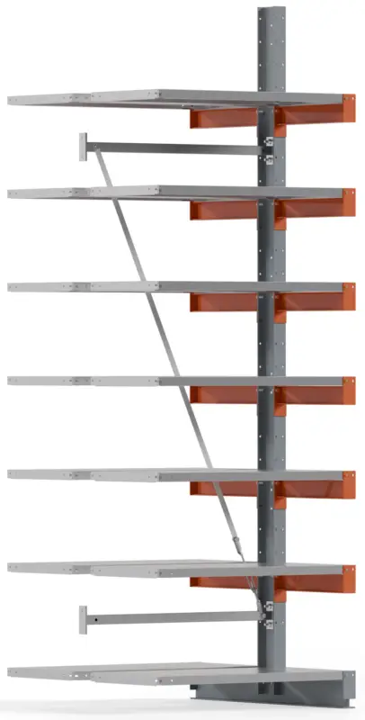 Regalwerk KARL BASIC 1850 Kragarmregal Stahlboden doppelseitig Anbaufeld 3000 x 1000 x 1000 mm Top-Preis