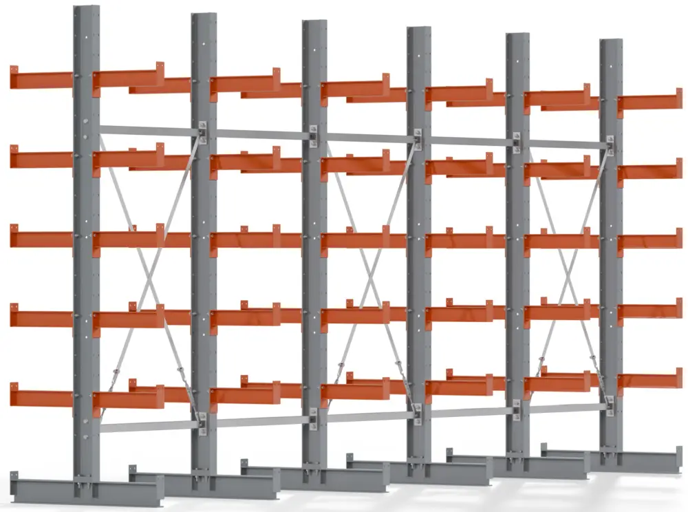 Regalwerk KARL BASIC 2500 Kragarmregal doppelseitig Komplettset 2500 x 5000 x 800 mm Mega-Angebot